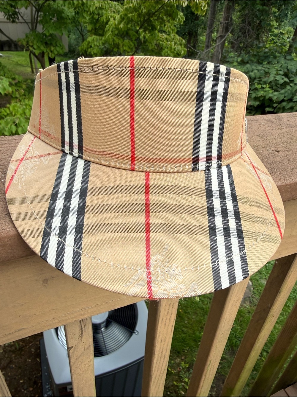 Vintage Burberrys Nova Check Adjustable Visor Hat Beige Plaid Unisex